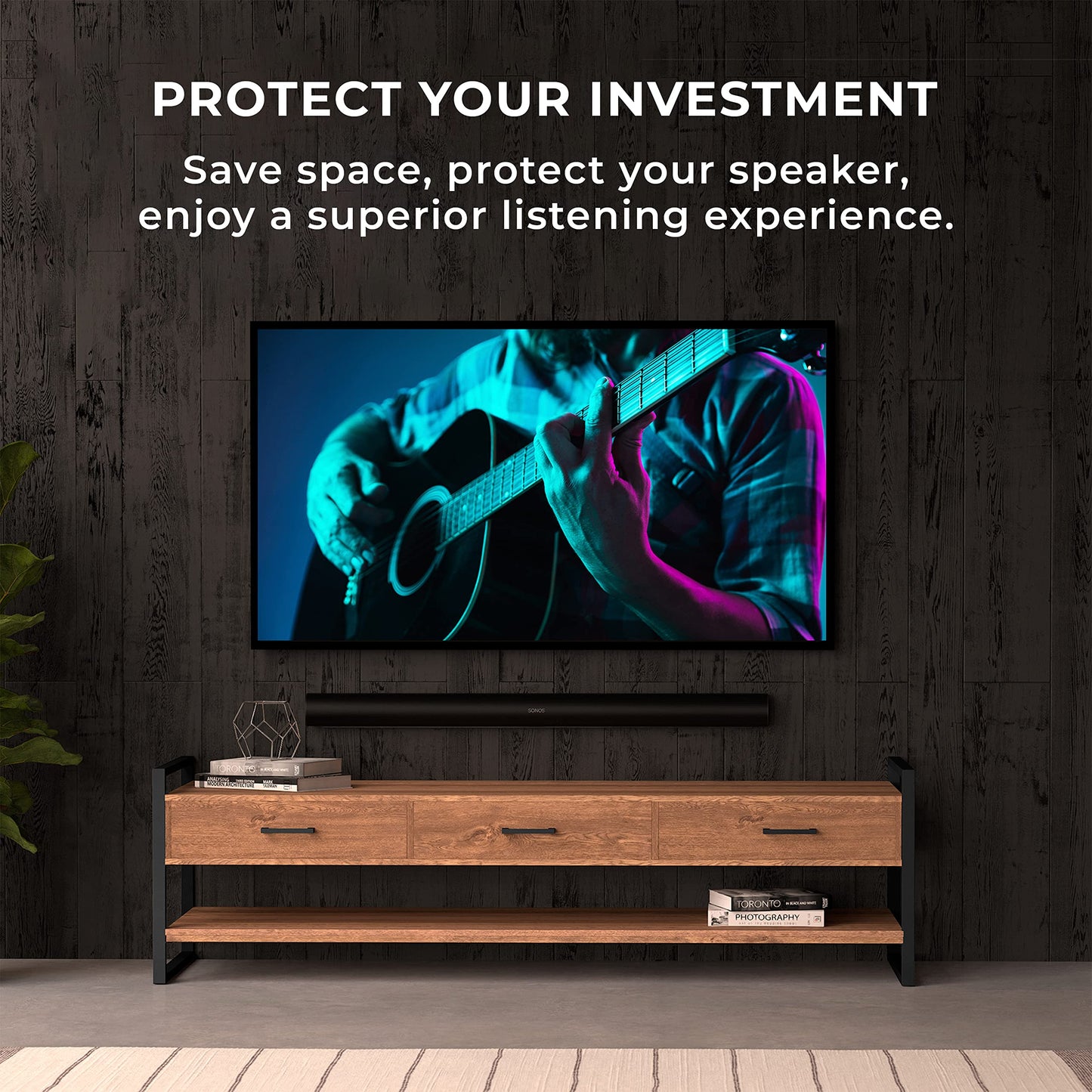 HumanCentric Wall Mount Compatible with Sonos Arc and Sonos Arc Ultra Sound Bar Only (Black), Mount on Wall Under TV, Floating Style, Hidden Design