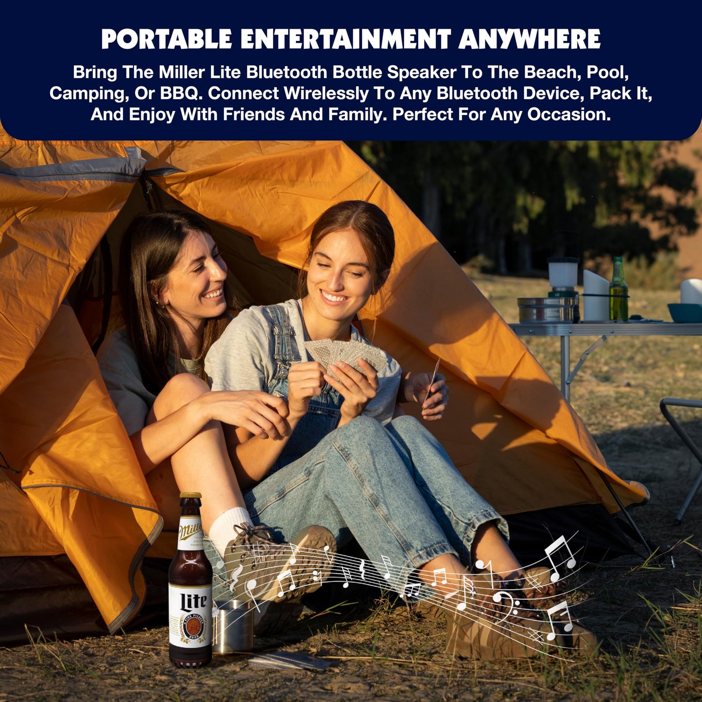 Miller Lite Bottle Shape Bluetooth Speaker with High-Fidelity Stereo, Splash Proof, 6H Playtime & AUX Port - Ideal for Outdoor, Indoor Parties
