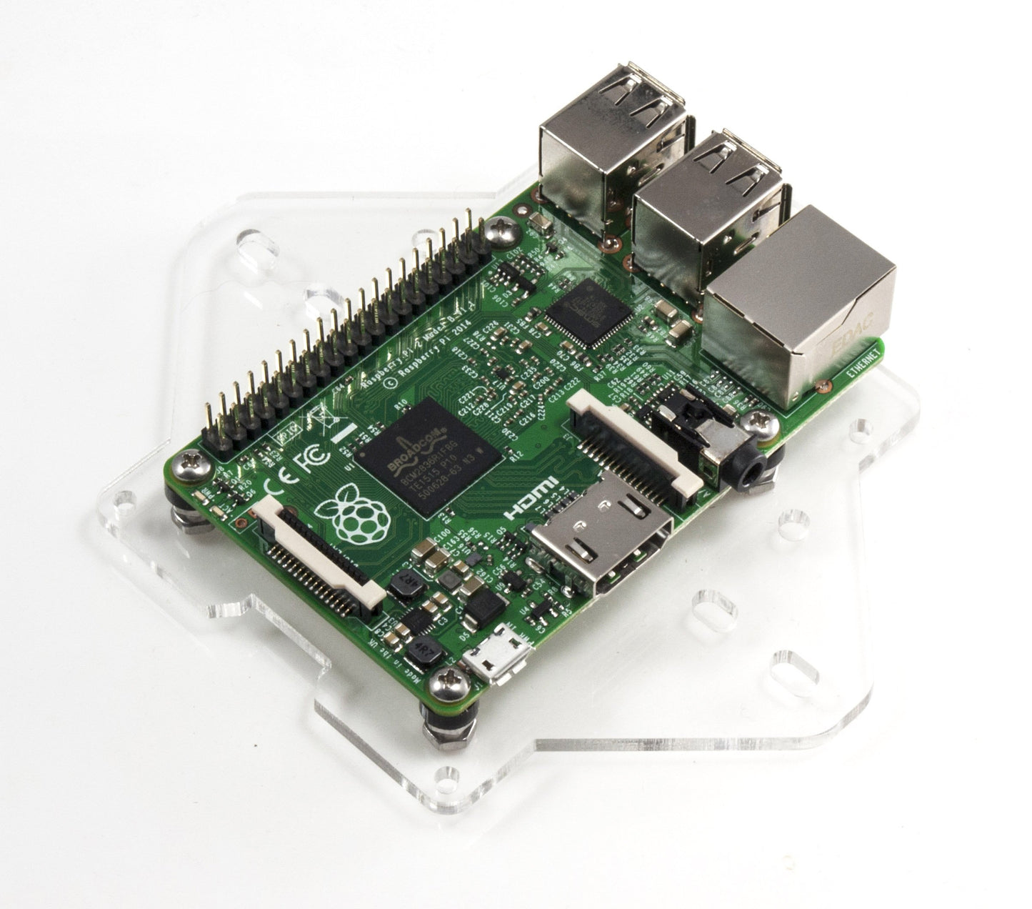 C4Labs Zebra VESA Mounting Plate - Acrylic - For Raspberry Pi 4B, 3B+, 3, Pi 2, B+, A+ - Clear