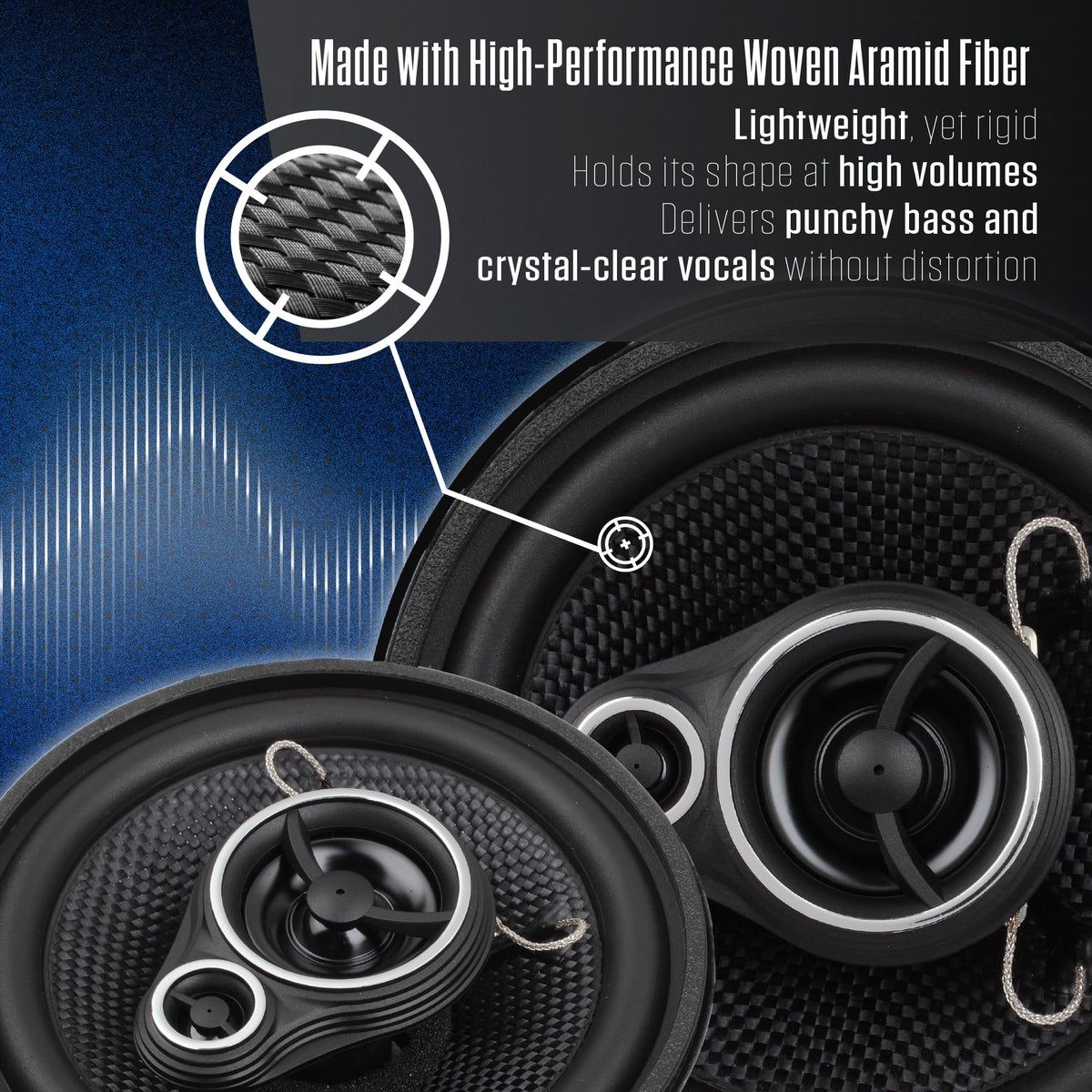 Jensen APEX JS40K 4" 3-Way Aramid Fiber Car Speakers Pair 150W Peak 35W RMS