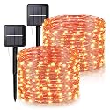 ?oohaha Solar Halloween Lights Outdoor,2 Pack Each 33Ft 100LED Orange Halloween Lights,Copper Wire Solar Powered Fairy String Lights 8 Modes