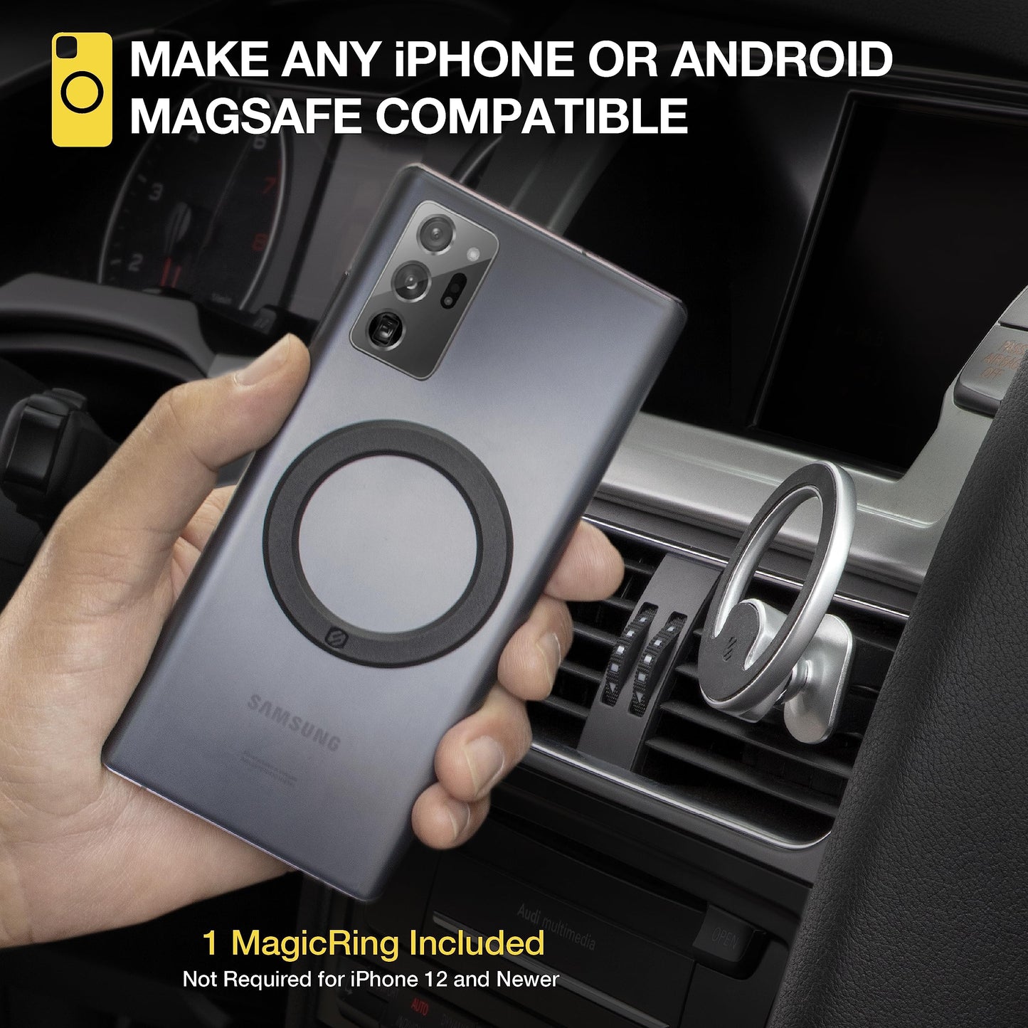 Scosche MagicMount MEMSV Elite2 Magnetic Phone Mount for Car Vent, MagSafe Phone Holder with 360° Adjustable Magnet Head, Cell Phone Stand Compatible