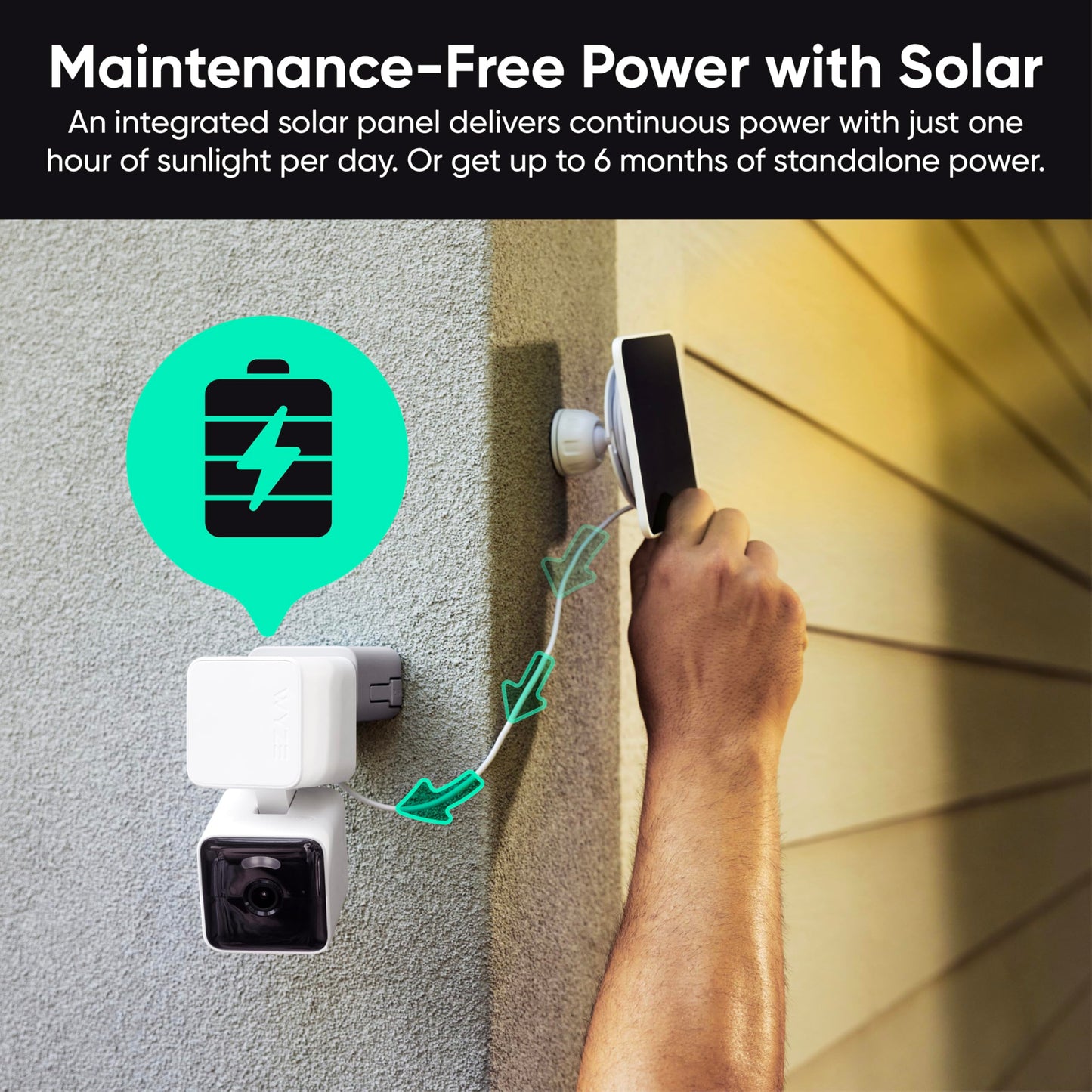 WYZE Solar Cam Pan (Flagship Model), Security Cameras Wireless Outdoor, 2K 360° Pan-Tilt Battery Powered 2.4GHz Wi-Fi Cameras for Home Security, AI