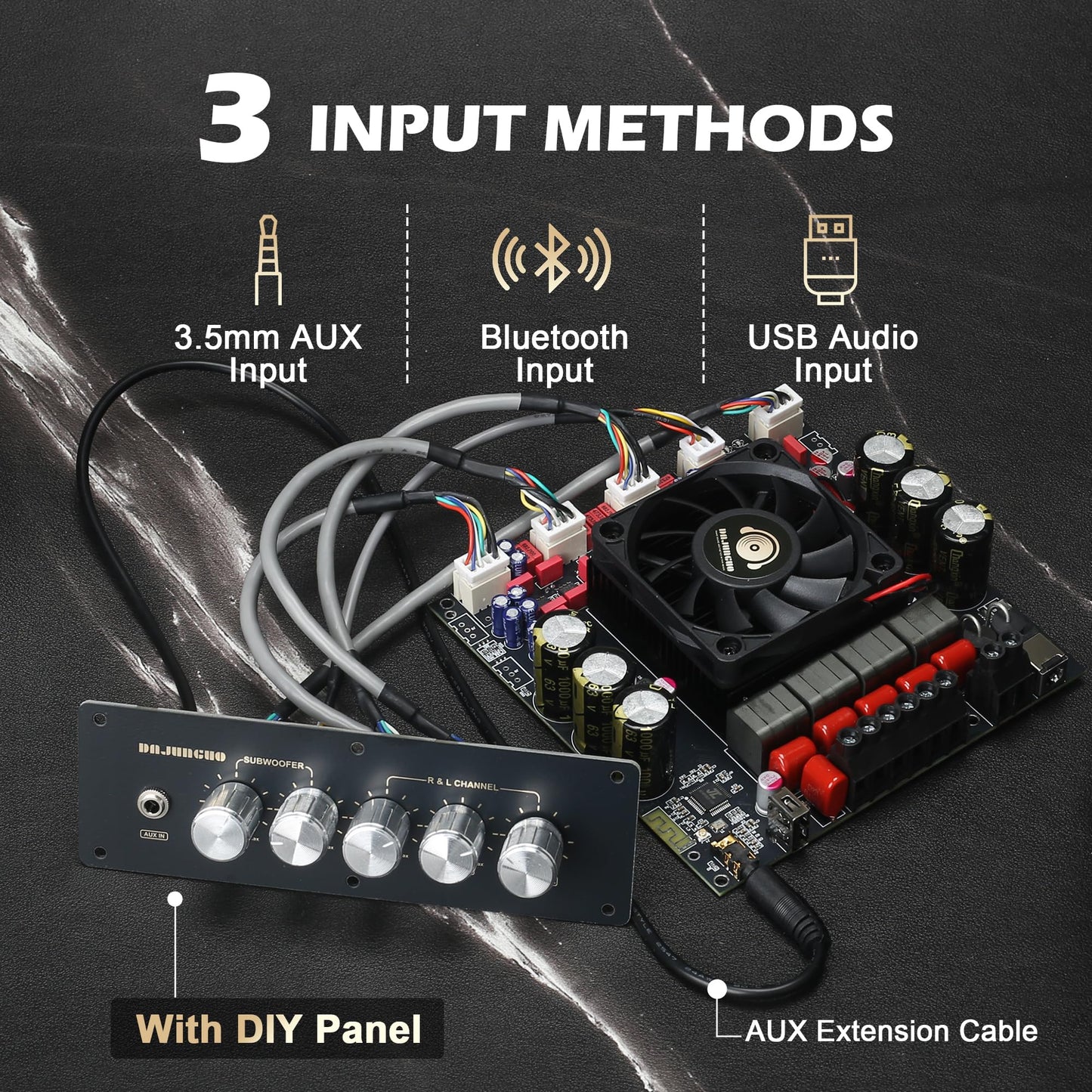 2.1 Channel Power Amplifier Board 300W+300W+600W, TPA3255 Chip with Bluetooth?AUX and USB Inputs, Audio Power Amplifier with Antenna (S600X-W)