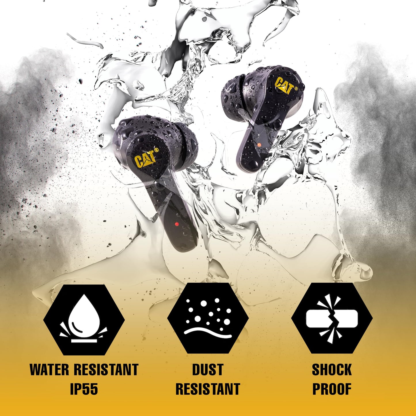 CAT Bluetooth Noise Canceling Ear Buds - Rugged Wireless Work Earbuds, Bluetooth Work Headphones, Dust Proof, Shock Proof, Water Resistant…