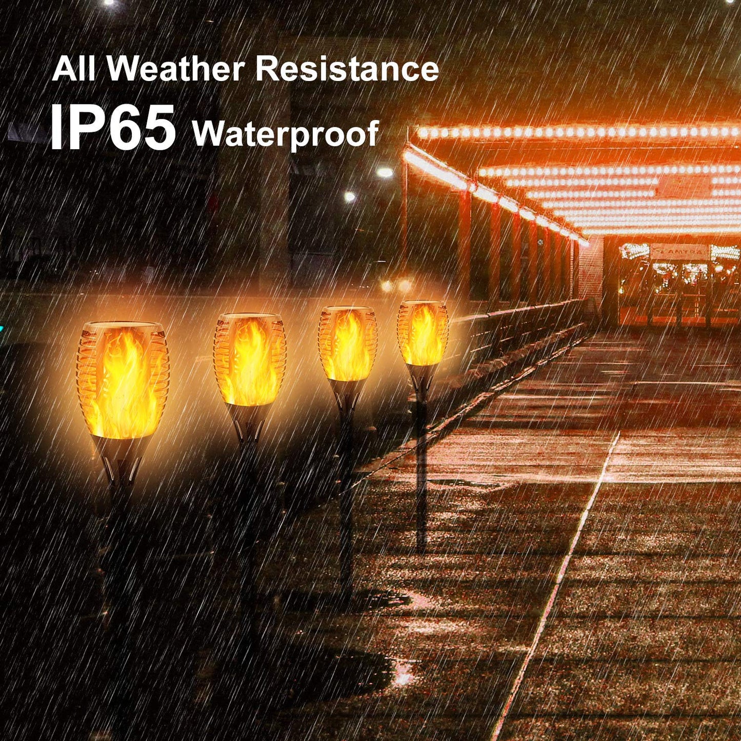 Permande Upgraded Solar Flame Lights Outdoor, 3 Options Solar Torch, Waterproof Landscape Decoration Dancing Flame Post for Garden Pathway Yard - Auto