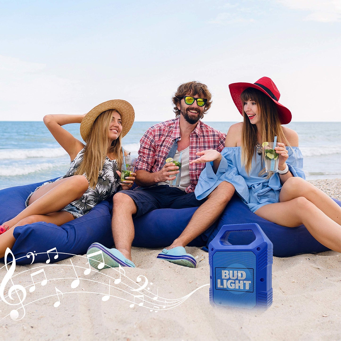 Bud Light Portable Bluetooth Wireless Speaker with Led Lighting 1200mah Rechargeable Battery Premium Bass & Clear Music Zero Distortion Connect