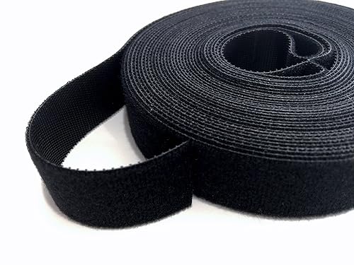AIRNIX 2-Pack 3/4 in. x 20 ft. Black Nylon Cable Tie Roll, Double Sided Hook & Loop
