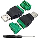 AAOTOKK USB 2.0 A Screw Terminal Block Adapter USB 2.0 A Male to 5 Pin/Way Female Bolt Screw Shield terminals Pluggable Type Adapter Connector…