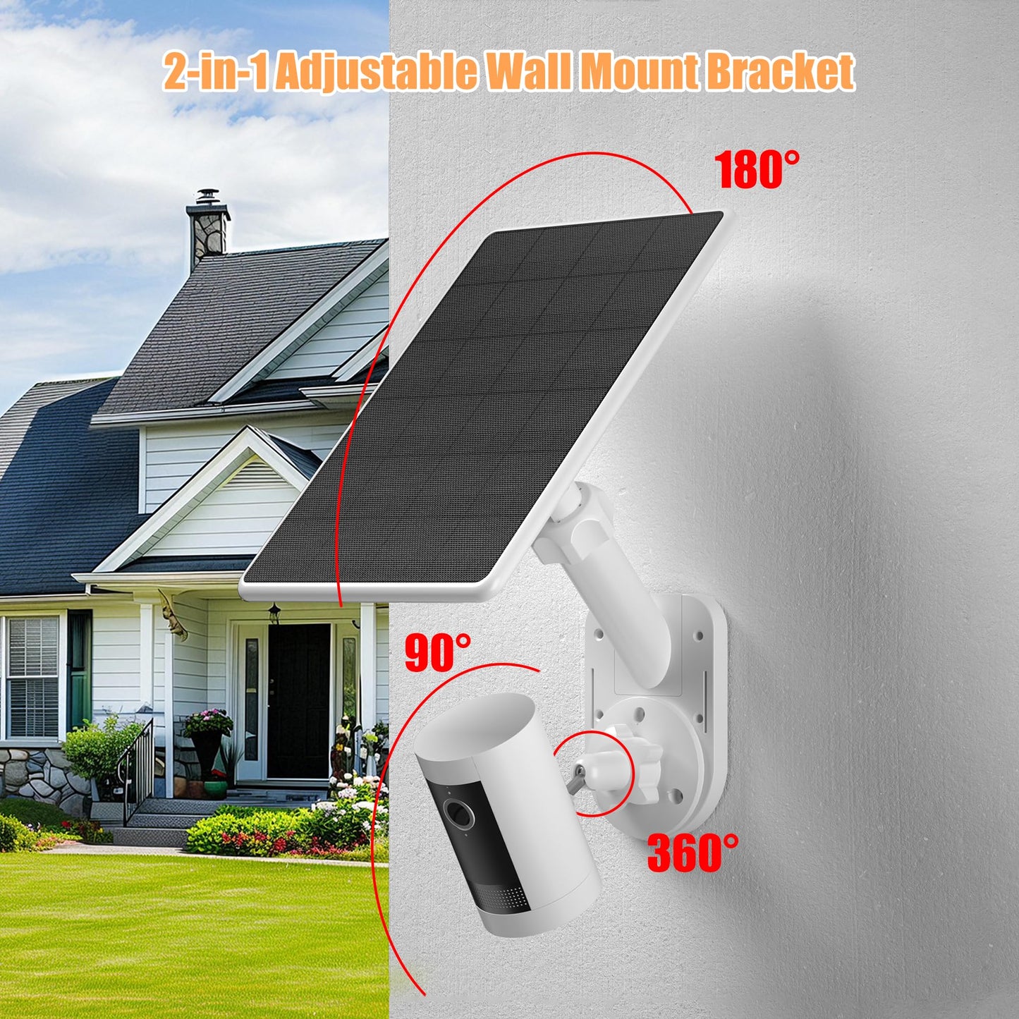 Wall Mount for Cameras and Solar Panels, 2-in-1 Mount Compatible with Ring, Blink, Eufy, Arlo, Wyze, etc Solar Panel and Cam, with Ring Stick Up