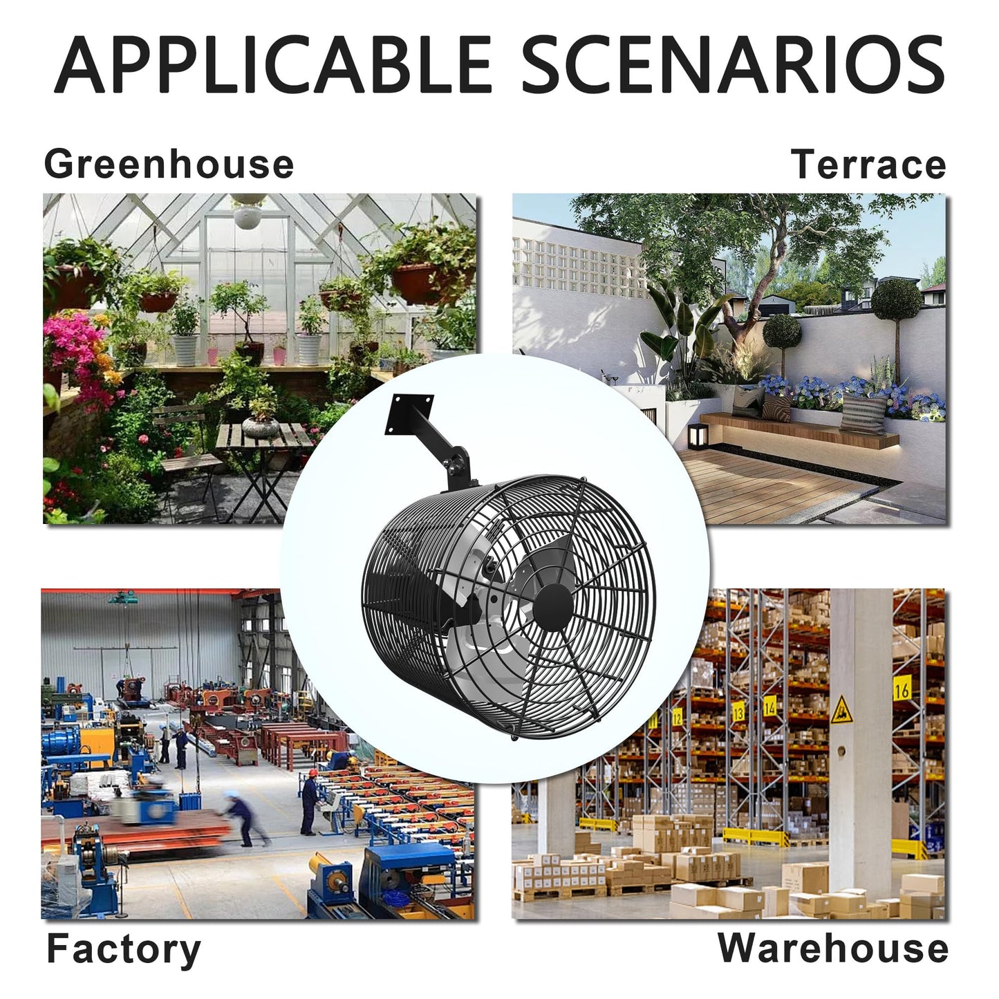 FICBXRA Greenhouse Air Circulation Fan 1/80 HP 115V Ceiling Wall Mount High Speed Circulation Fan for Greenhouse, Warehouse, Patio, Garage 450CFM, ETL