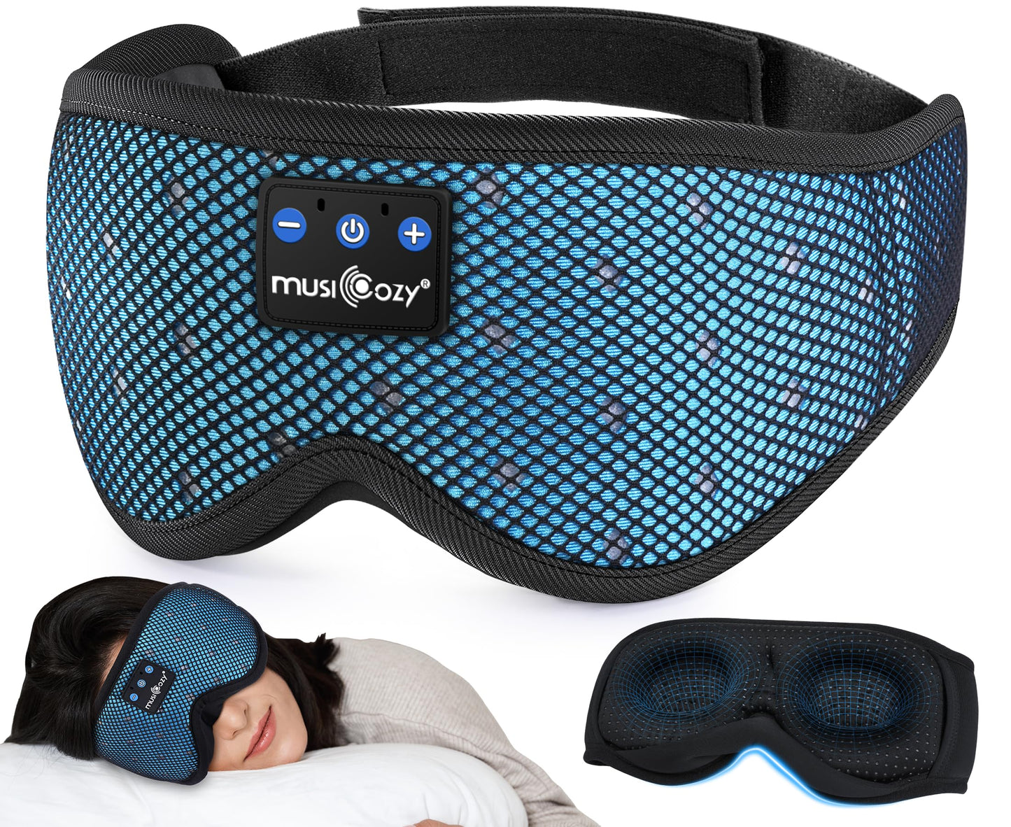 MUSICOZY Sleep Headphones Breathable Sleep Mask Bluetooth 5.4 Wireless Earphones Mask Sleeping Eyemask for Side Sleepers for Women Men Travel…