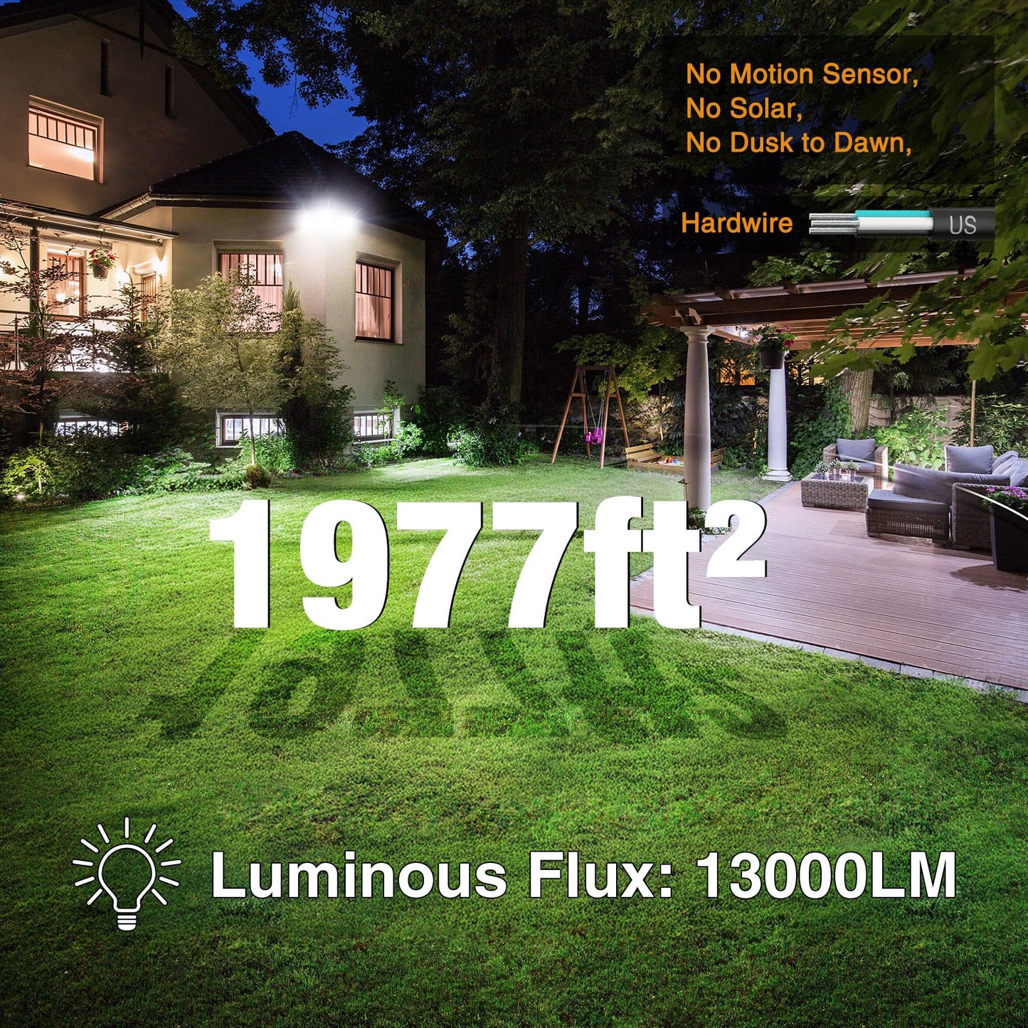 Onforu 130W LED Security Light, 13000LM Outdoor Indoor Flood Light Switch Controlled, IP65 Waterproof LED Exterior Floodlight, 6500K White Wall Mount