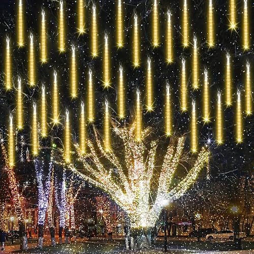Joomer Christmas Lights Outdoor, 11.8 inch 10 Tubes 240 LED Meteor Shower Lights, LED Snow Falling Icicle Cascading Light with Timer Waterproof