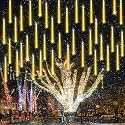 Joomer Christmas Lights Outdoor, 11.8 inch 10 Tubes 240 LED Meteor Shower Lights, LED Snow Falling Icicle Cascading Light with Timer Waterproof