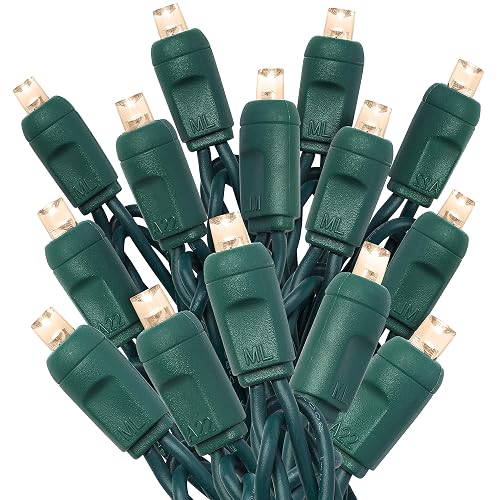 HLO Lighting 5mm Sun Warm White LED Christmas Lights | Wide Angle LED Mini Christmas Lights for Indoor and Outdoor Use | 70 Bulbs