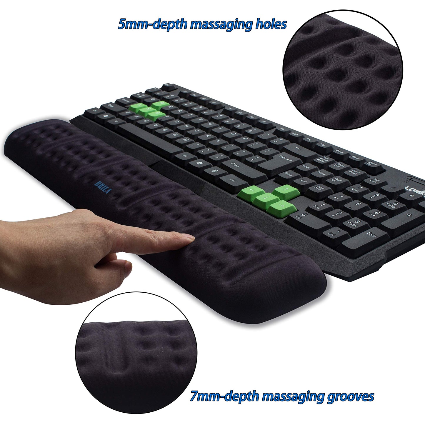 BRILA Upgraded Ergonomic Keyboard and Mouse Wrist Rest Support Cushion Pad Set - Comfy Soft Memory Foam Gel Padding & Non-Slip Palm/Hand/Wrist Pain