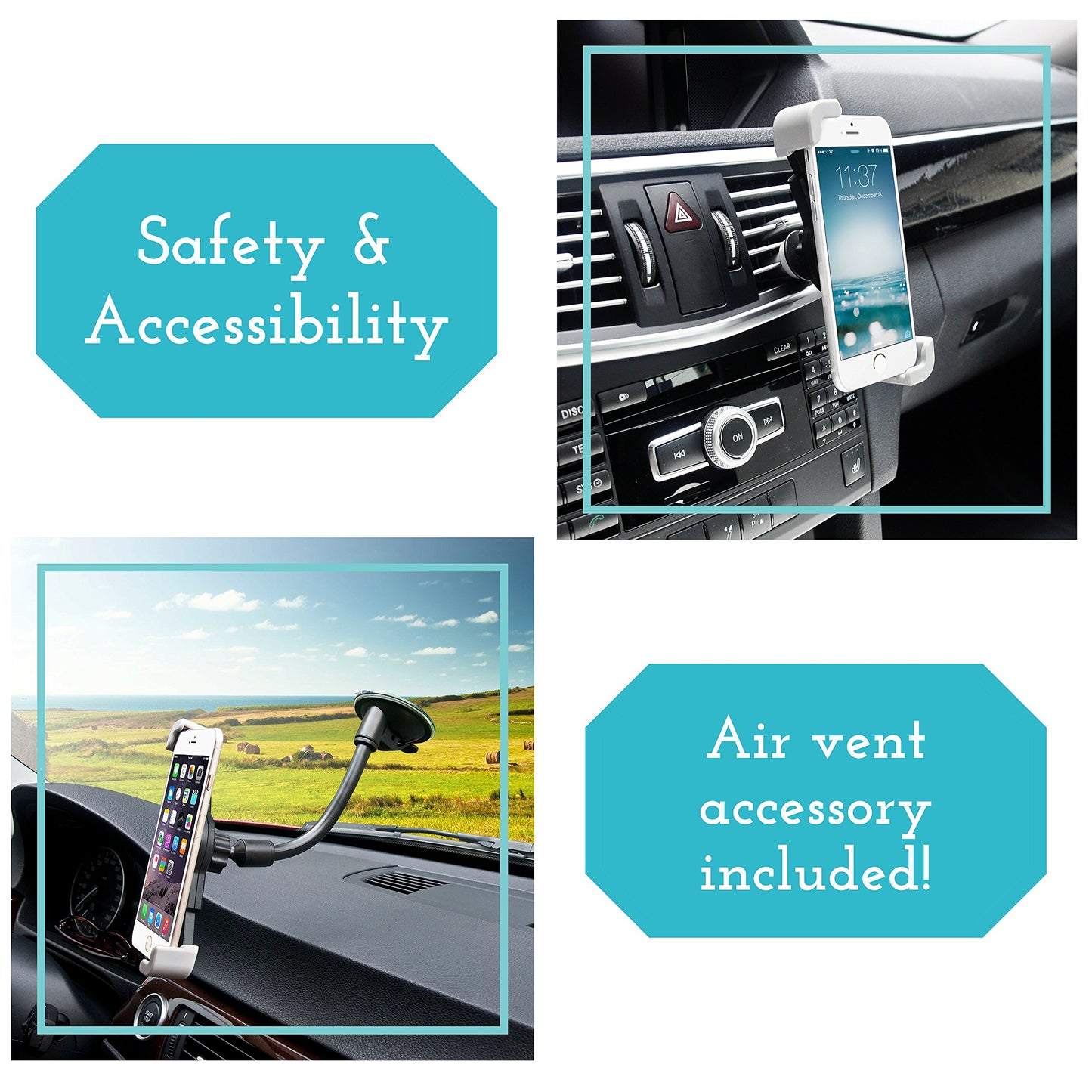 Xobebe Mobile Phone Car Holder 2-in-1 Air Vent & Windshield from Offers 360° Universal Fit. Mount Cellphone in Seconds with Adjustable Secure Grip