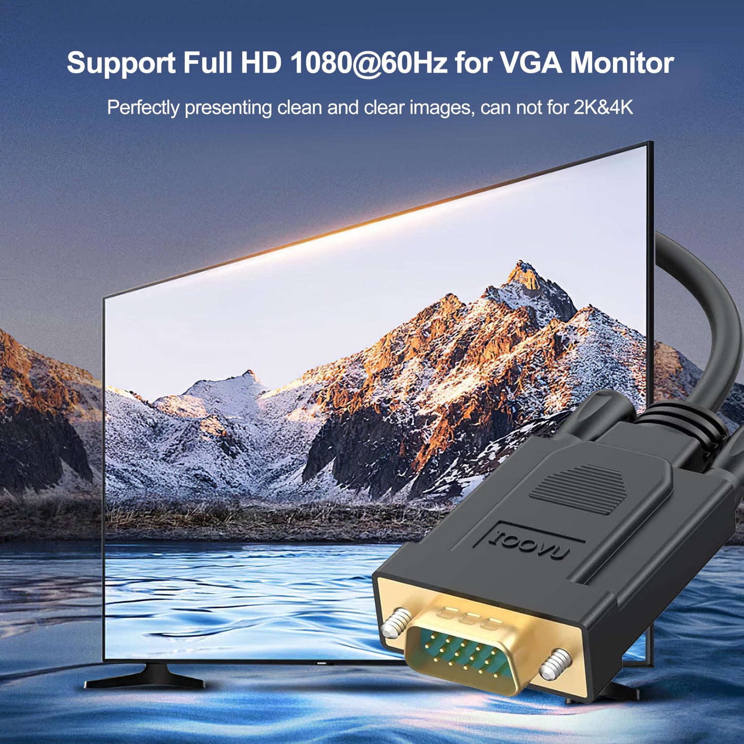 HDMI to VGA Cable 3FT, Computer HDMI to VGA Monitor Cord (Male to Male) Compatible for Raspberry Pi, Roku, Computer, Desktop, Laptop, PC, Monitor