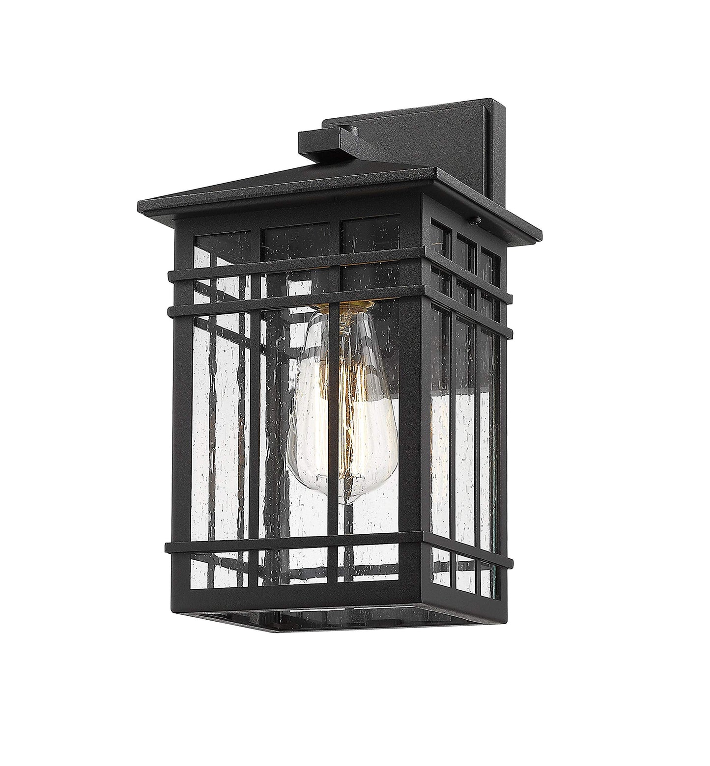 Rosient Outdoor Wall Lantern, Exterior Light Fixture Mount, 1-Light Waterproof Lighting With Seeded Glass for Porch, Garage, Patio, Hallway, Entryway