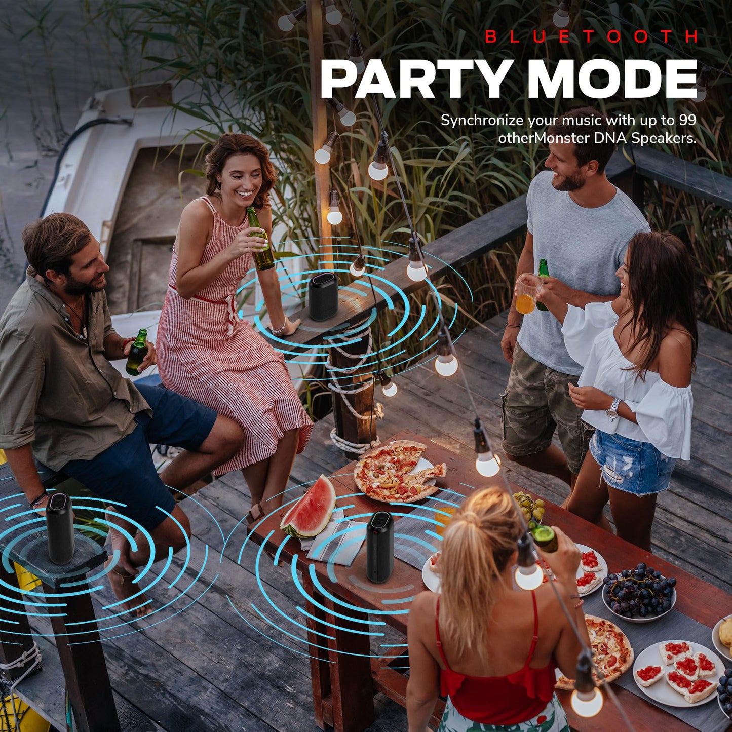 Monster DNA Max Portable Bluetooth Speaker, Loud Portable Speaker with 360 Bass Sound and 10W Qi Certified Wireless Charging Pad, IP67 Waterproof-