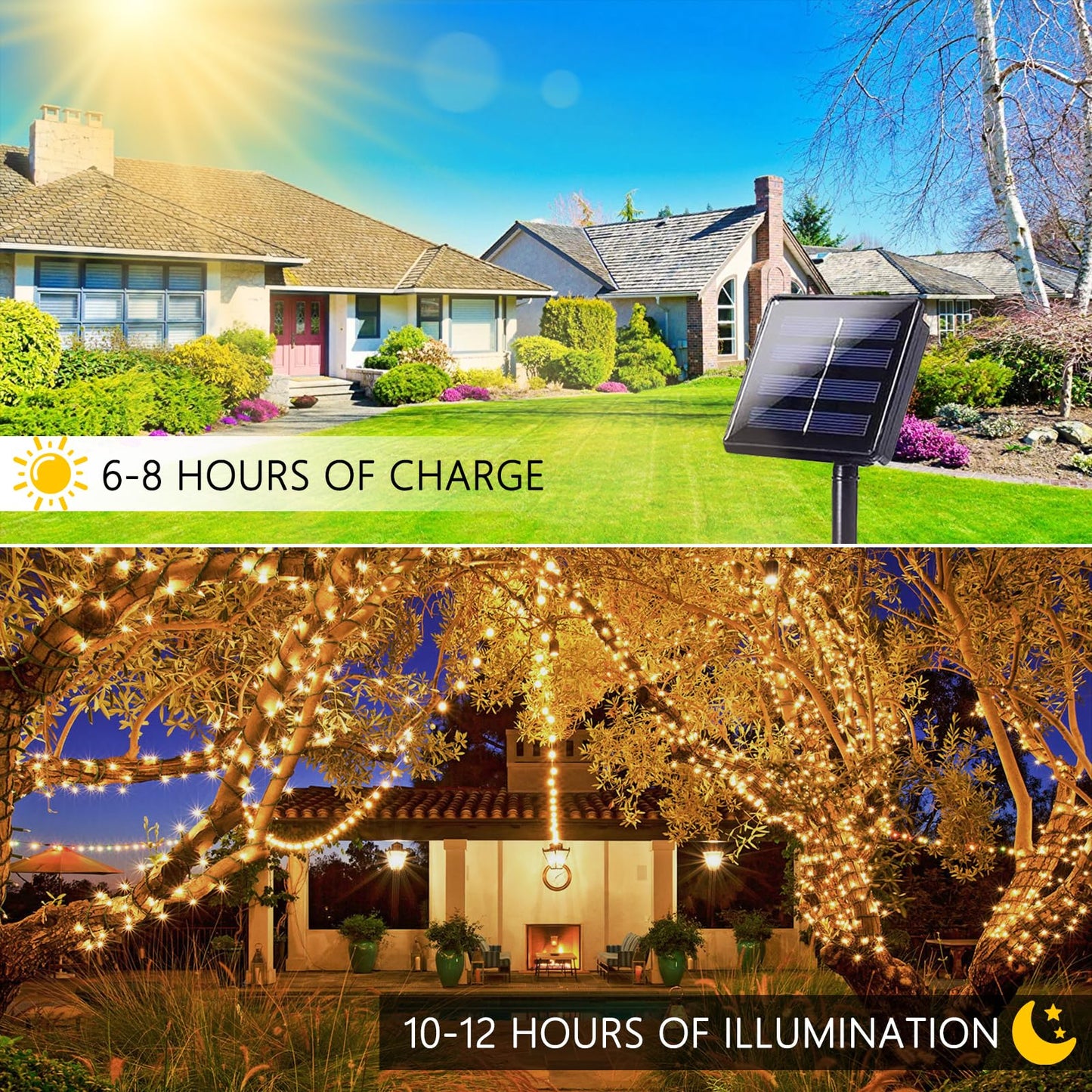 2 Pack 480 LED Solar String Lights for Outside, 170 FT Super Long Solar Chrismas Lights Outdoor with 8 Modes & Memory Function, Waterproof Twinkle