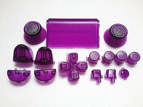 Gametown Joysticks Thumbsticks Dpad R1 L1 R2 L2 Trigger Buttons Set + 2X Springs for PS4 Controller DualShock 4 Color Transparent Clear Purple
