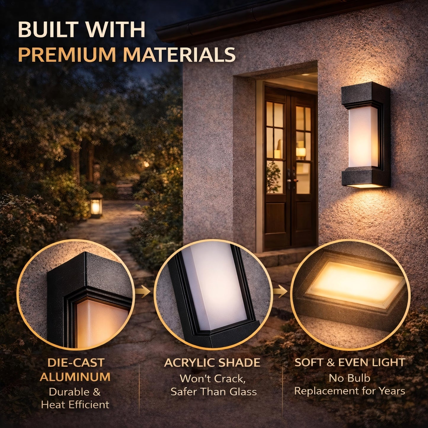 RCHBINBRS LED Flame Outdoor Wall Light, Black Waterproof Wall Sconce, Dynamic Flame Effect, 3000K Warm White Up and Down Porch Light, IP65 Exterior