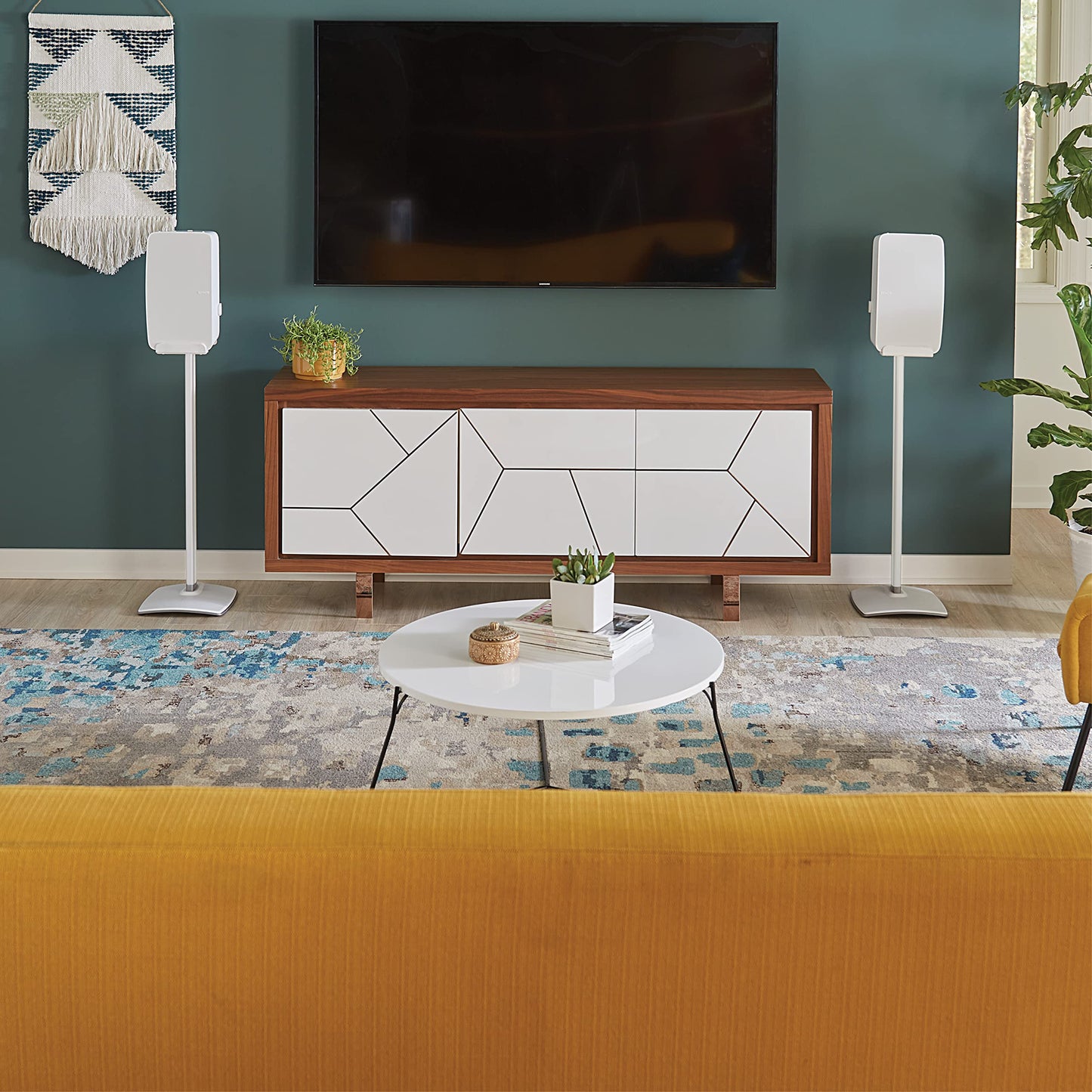 Sanus Wireless Speaker Stand for Sonos Five and Sonos Play:5 - Audio Enhancing Design for Vertical & Horizontal Audio with Built-in Cable Management &