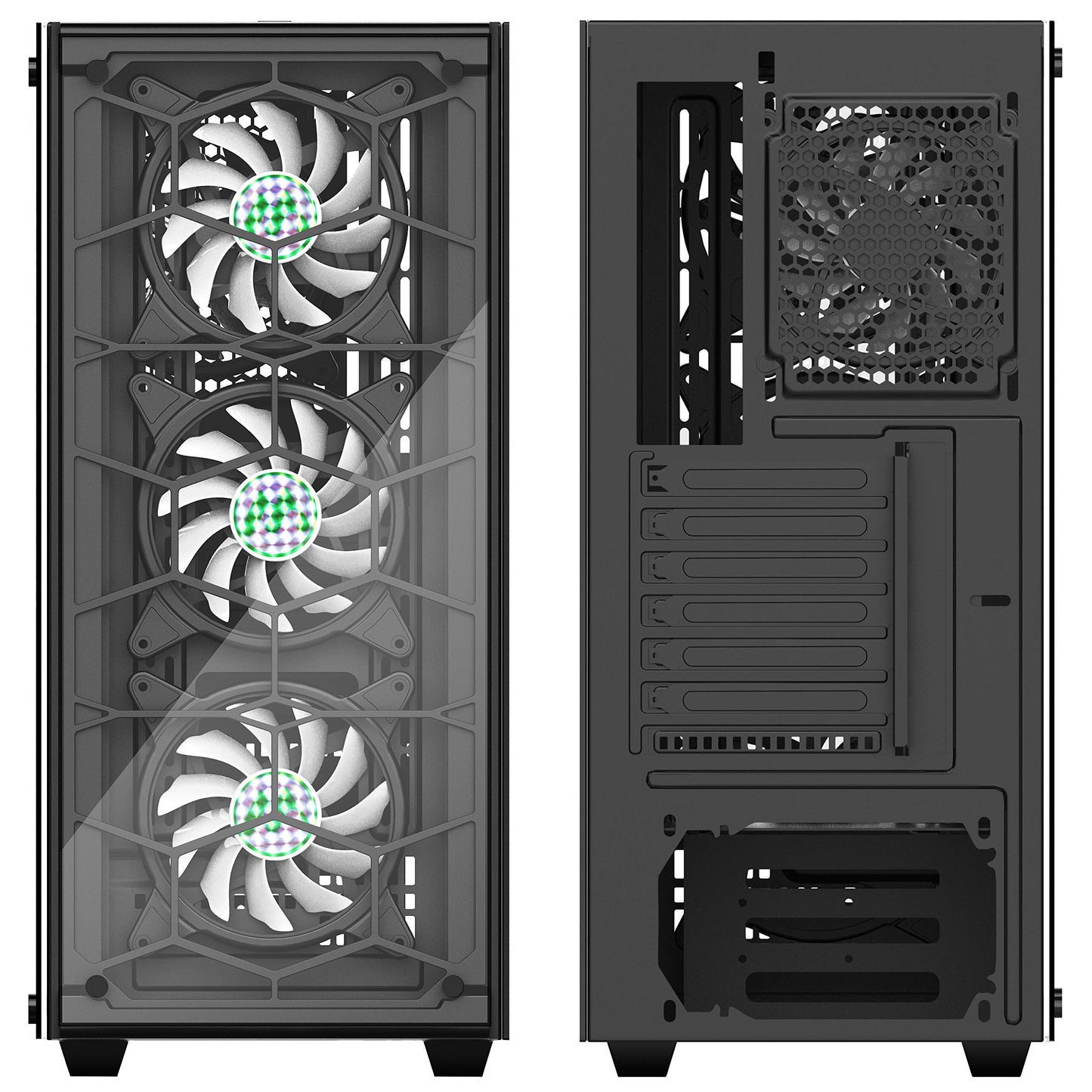 MUSETEX Phantom Black ATX Mid-Tower Case with 6pcs RGB Fans - USB 3.0 Tempered Glass Panel - PC Gaming Case Decent Cable Management/Airflow ?907W6?