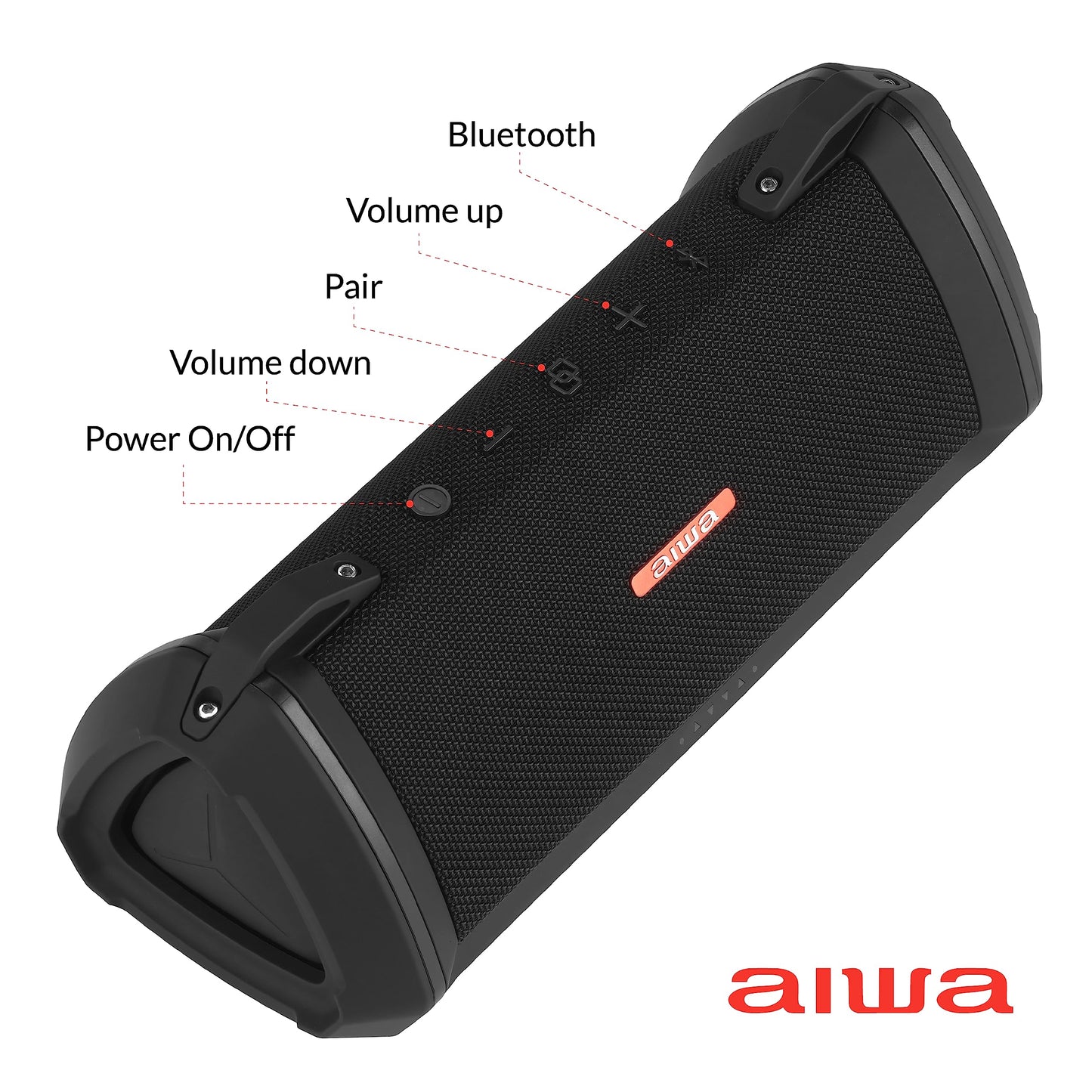 AIWA Exos-3 Waterproof Bluetooth Speaker, 60W Peak Power, 20-Hour Playtime, Stereo Sound, USB-C Charging, IPX7 Waterproof, Wireless Pairing, Perfect