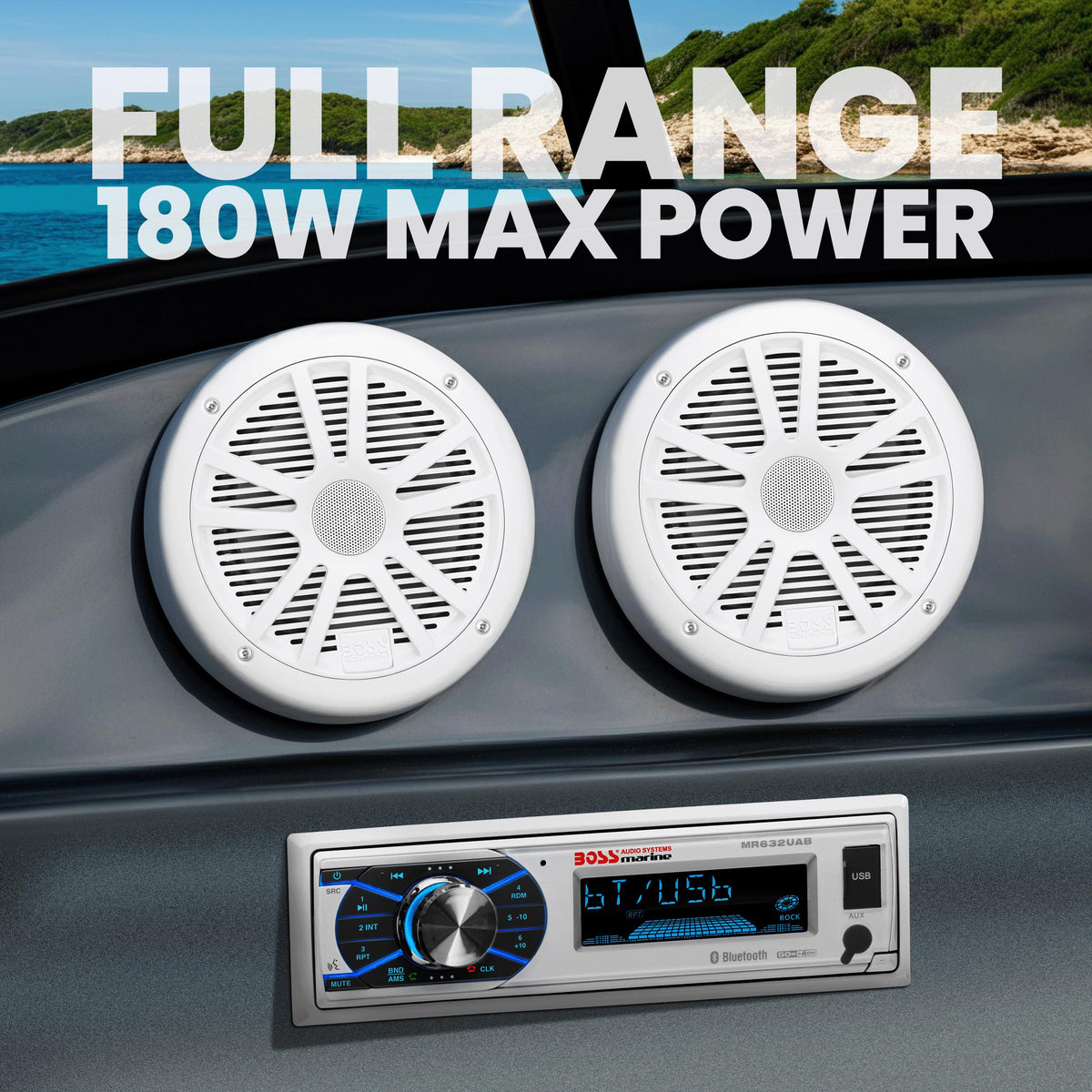 BOSS Audio Systems MCK632WB.6 Marine Bluetooth Stereo and 6.5 Inch Speakers