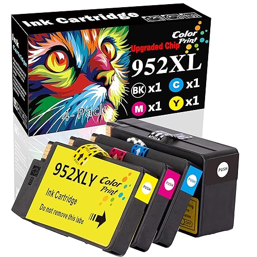 4-Pack Upgraded Chip Colorprint Compatible 952XL 952 Ink Cartridge for OfficeJet Pro 8710 8720 8740 8216 8200 8210 8218 8700 8724 8725 8726 8727 8728