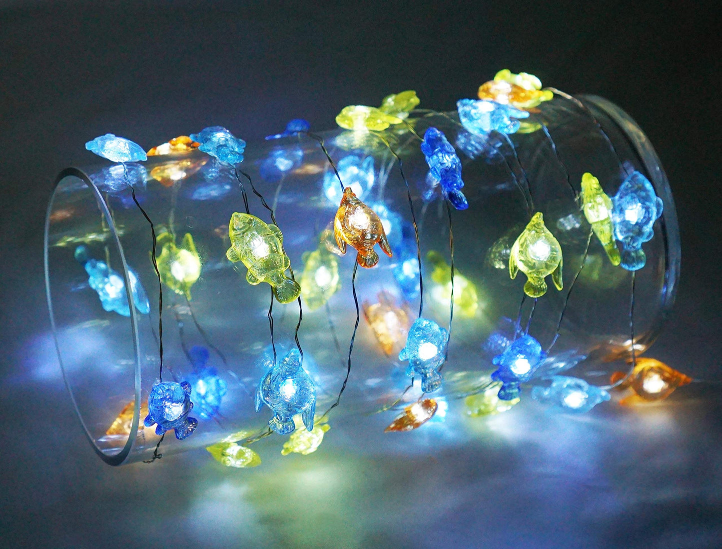 Cynzia Beach Ocean Fishes String Light, 40LED Decoration Lights USB Plug in with 8 Modes Remote Control, Waterproof Fairy Lights for Bedroom Party