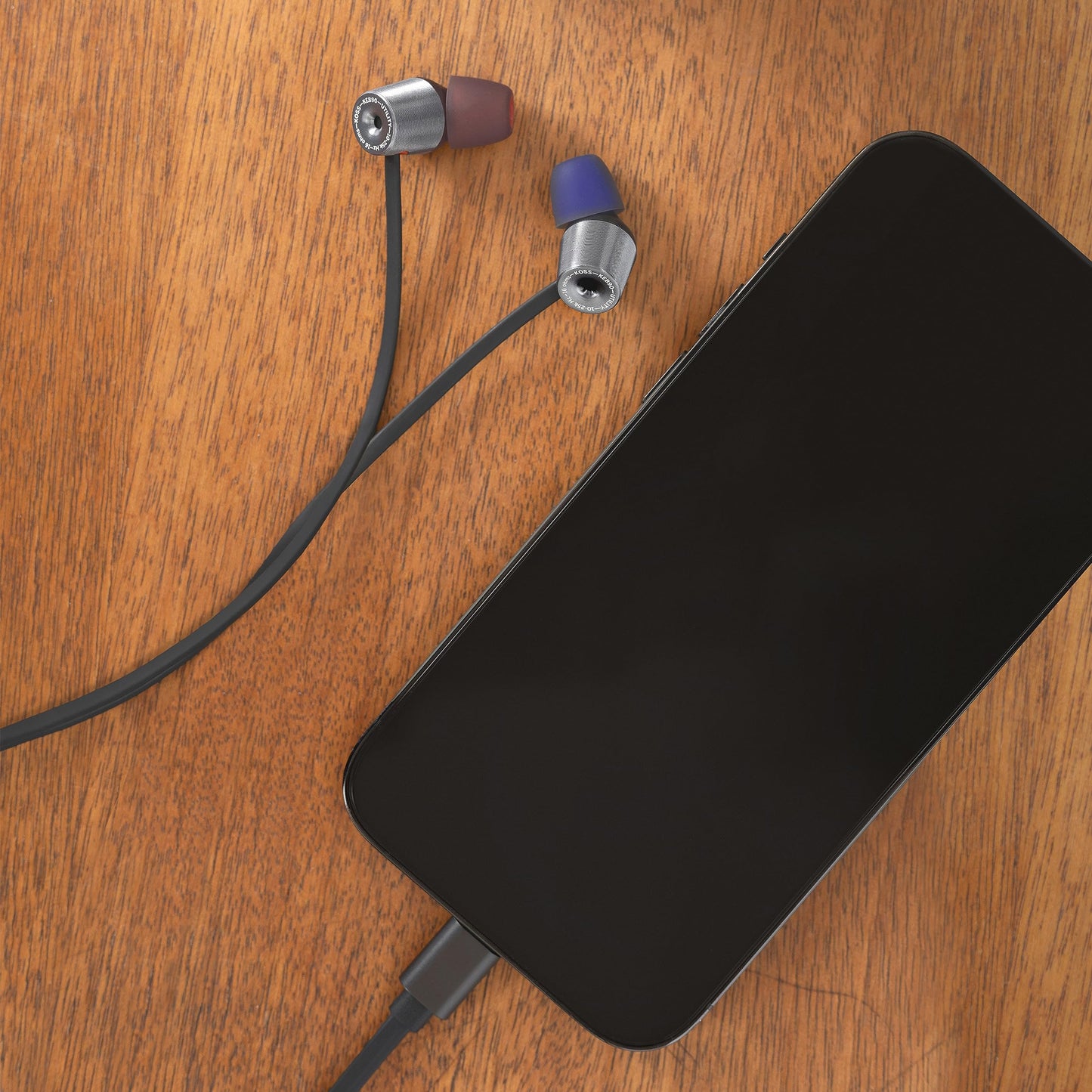 Koss KEB90 Utility Earbud, Detachable Interchangeable Cord System, Noise Isolation Design, Stealth Grey