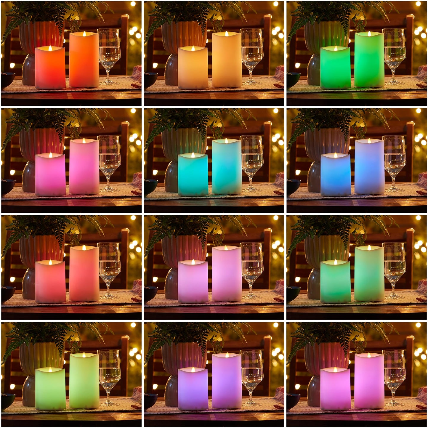 Luminara Outdoor Flameless LED Coloring Changing Candle Melted Edge 3.75" x 5.3" Real Moving Flame Battery Operated Timer Plastic Weather-Resistant