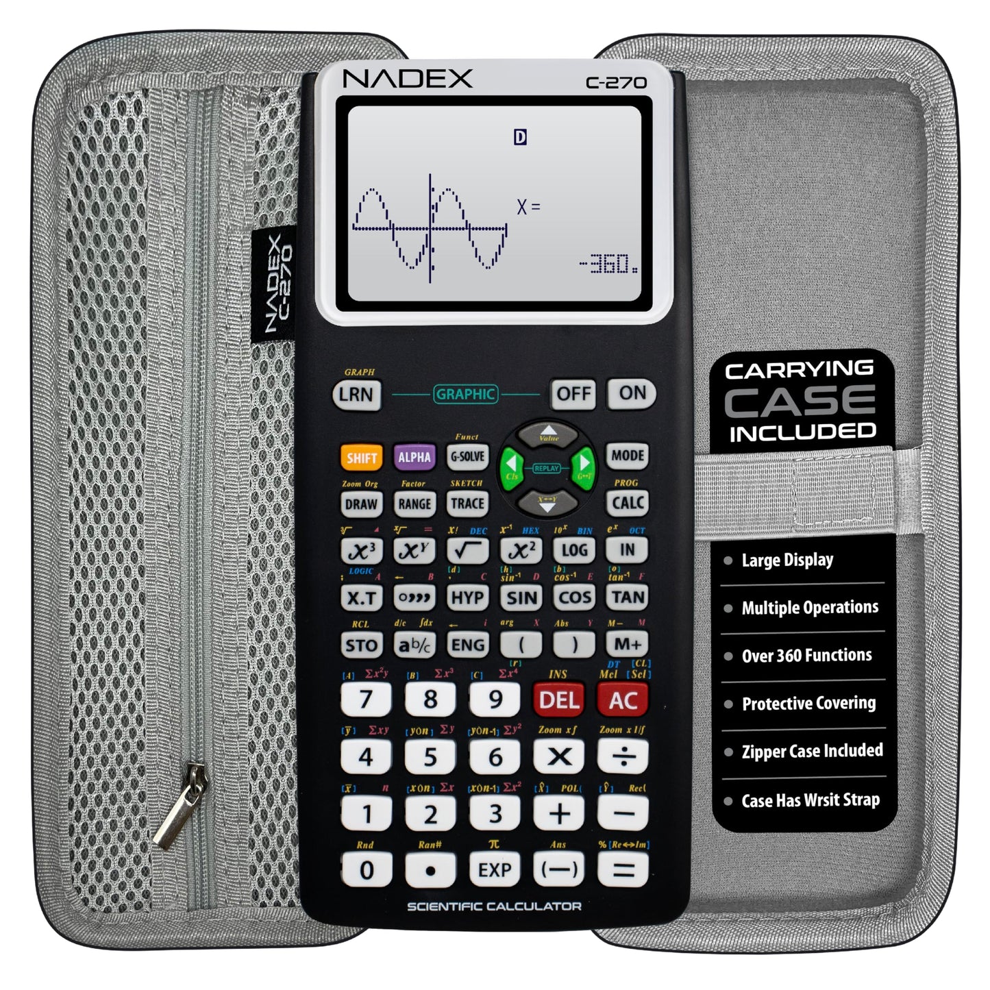 Scientific Calculator with Graphing, Includes Carrying Case, for College and High School Students, Calculus, Algebra, Geometry, Trigonometry