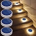 Solar Dock Lights Outdoor Waterproof Stick on Boat Deck Step Stair Driveway Lights Solar Powered for Outside Concrete Flat Disks Patio Ground RV