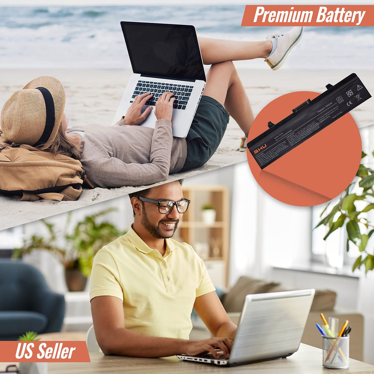 GHU New Battery X284G GW240 58 Wh Compatible with Dell Inspiron Computer 1525 1526 1545 1546 PP29L PP41L PN XR693 GP952 RU586 RN873 GW240 M911G J399N