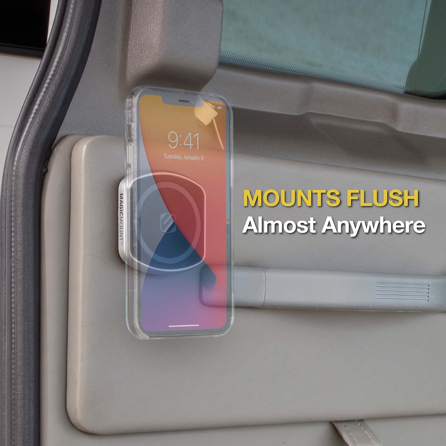 Scosche MP2FM-XCES0 MagicMount Pro2 Universal Flush Magnetic Cell Phone Car Mount Kit Compatible with MagSafe, iPhones, Galaxy, Pixel & All