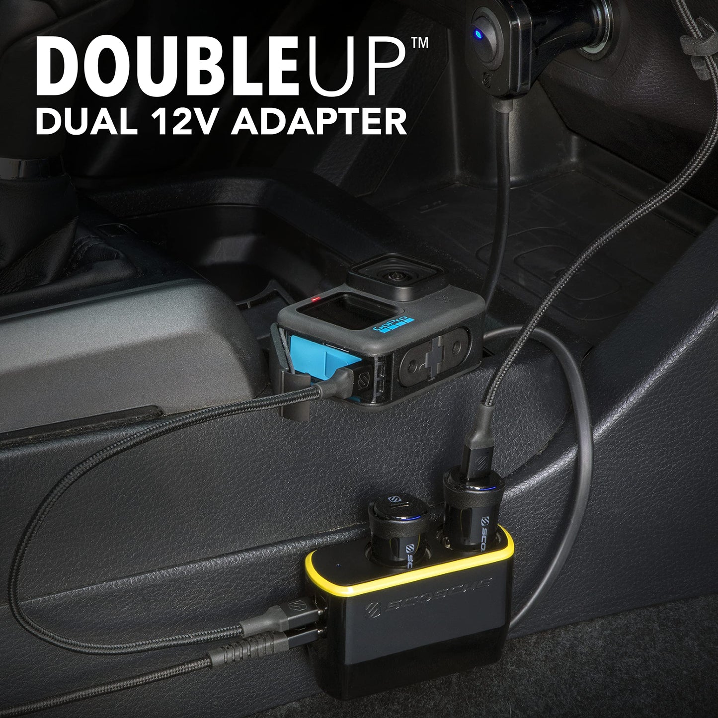 Scosche DCLSPD402SW DoubleUp Dual 12V Adapter with Dual 20W USB-C Power Delivery Charger, Add Power Ports and Double Cigarette Lighter Ports, Fast