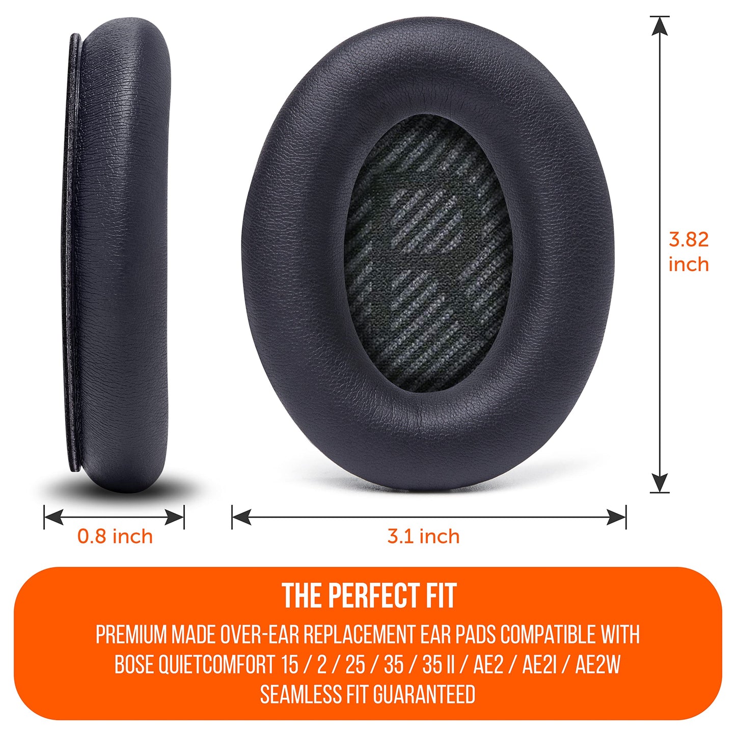 WC Wicked Cushions Upgraded Replacement Ear Pads for Bose QC35 & QC35ii (QuietComfort 35) Headphones & More - Softer Leather, Luxurious Memory Foam