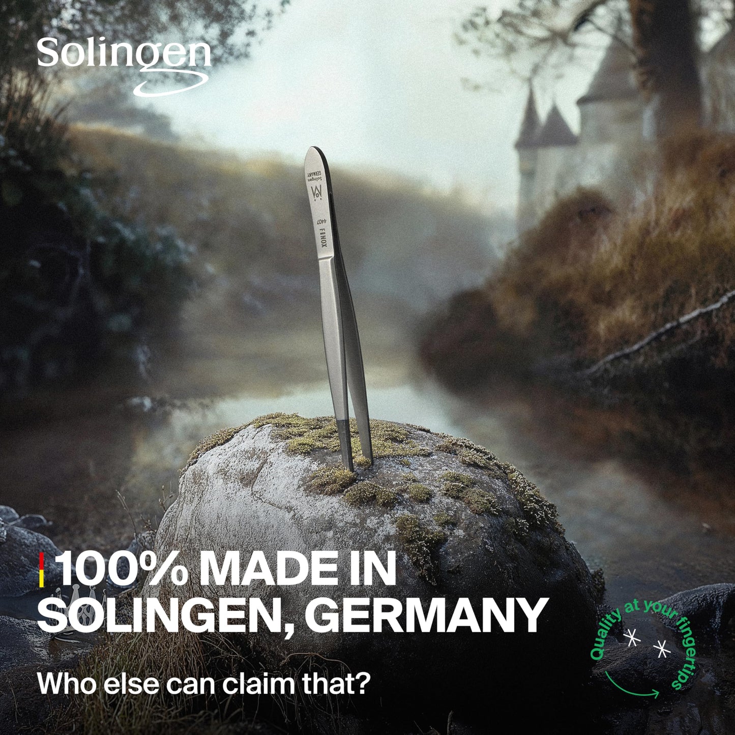 GERMANIKURE Slanted Tweezers in Leather Case - Made in Solingen Germany