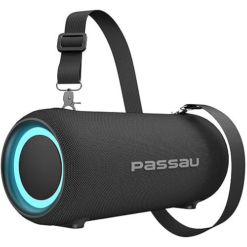 Passau Portable Bluetooth Speakers Loud 40W Peak Stereo Sound, Passive Radiators-Deep Bass, All Day Playtime, Adjustable Strap, BT5.3, IPX5 Wireless