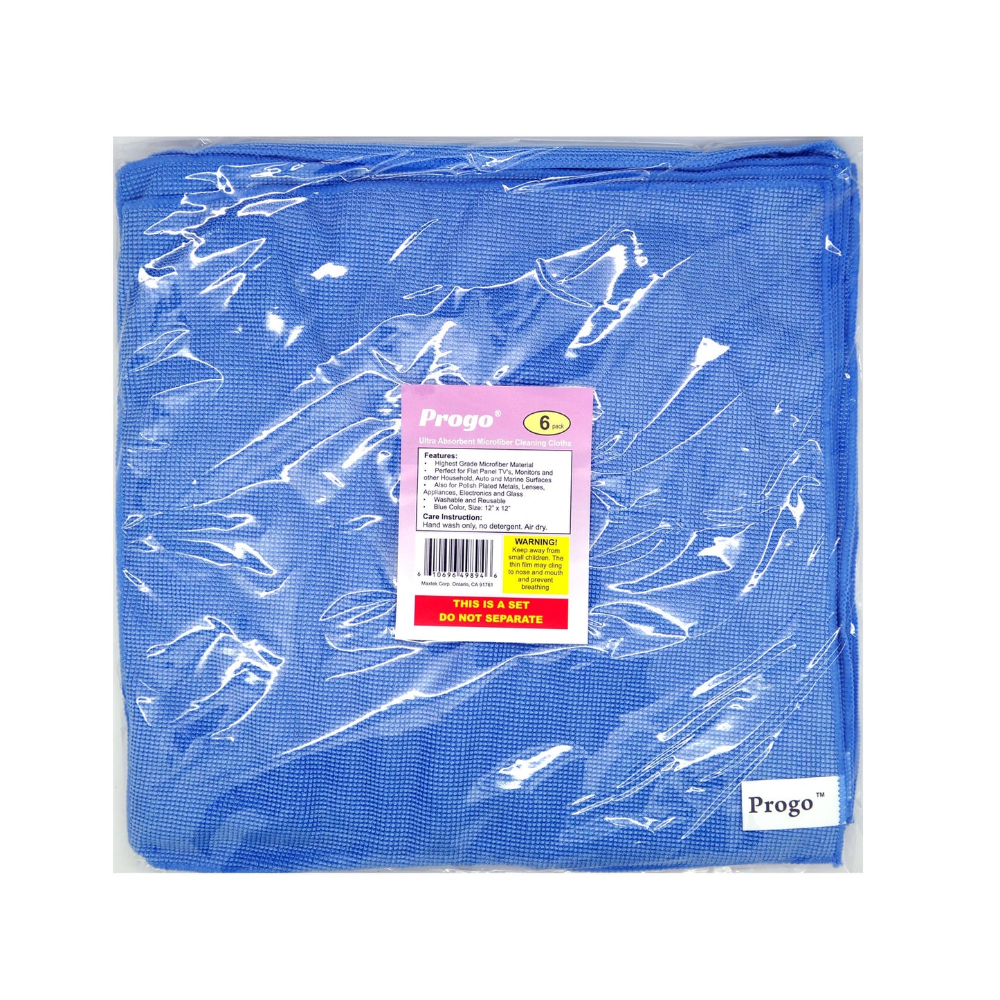 Progo Microfiber Cleaning Cloths for LCD/LED TV, Laptop Computer Screen, iPhone, iPad and More. (6 Pack)