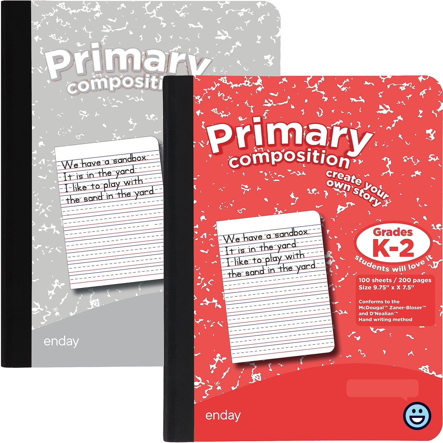 Enday Primary Composition Notebook K-2, Primary Ruled Composition Book, Primary Composition Notebook for Kids, 100 Sheets kindergarten Notebook, Red