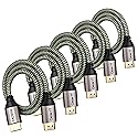 GEARit 4K HDMI Cable, (5-Pack / 1.5ft / 0.45m) High-Speed HDMI 2.0b, 4K 60hz, 3D, ARC, HDCP 2.2, HDR, 18Gbps - Nylon Braided Cord