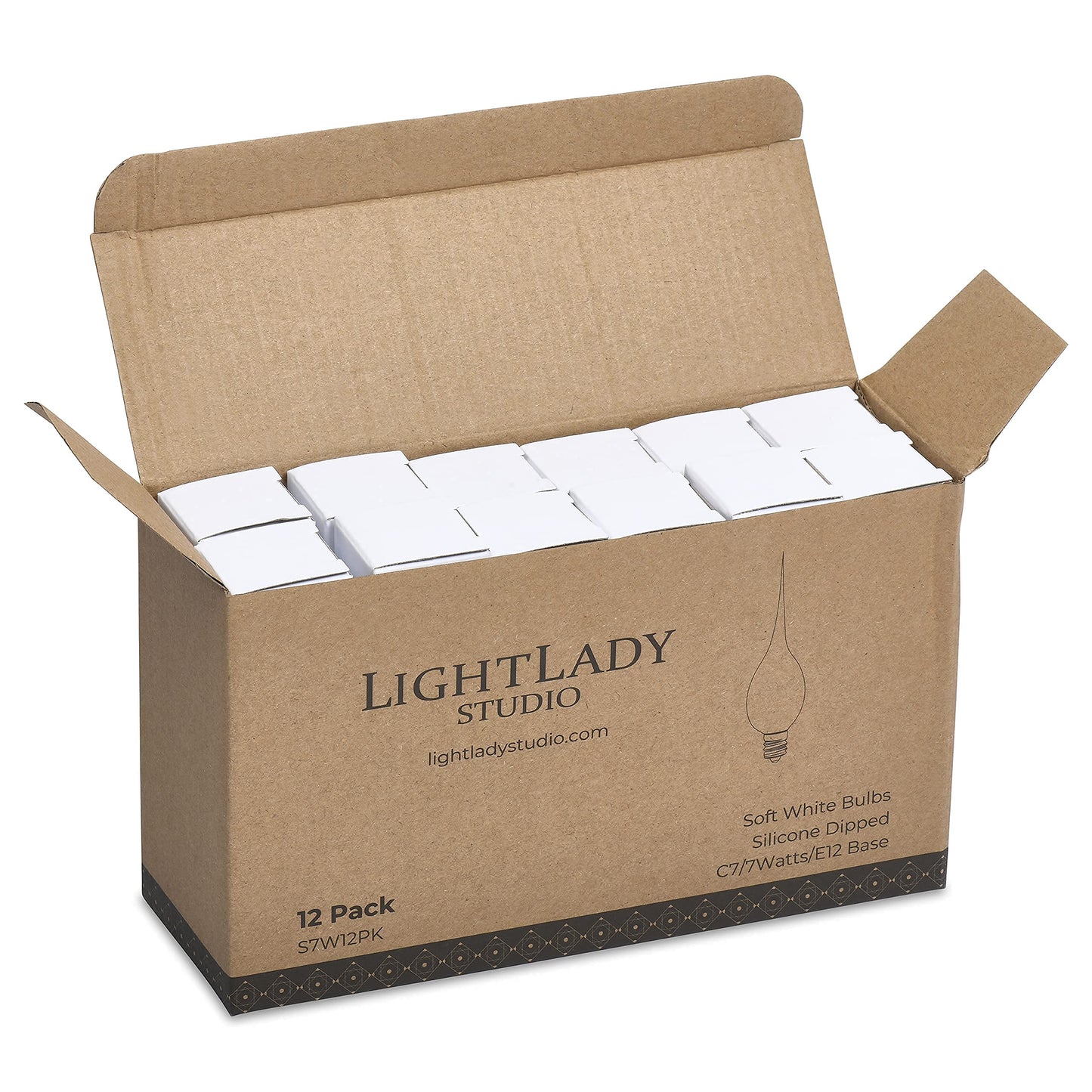LightLady Studio Silicone Light Bulbs for Window Candles, 7W, 12 Pack