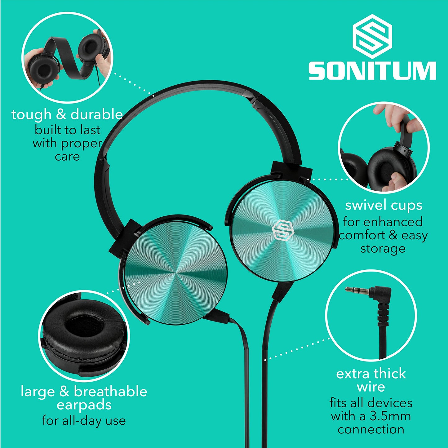 Classroom Headphones-Bulk 10-Pack, Student On Ear Color Varieties- Comfy Swivel Earphones for Library, School, Airplane, Kids-for Online Learning…