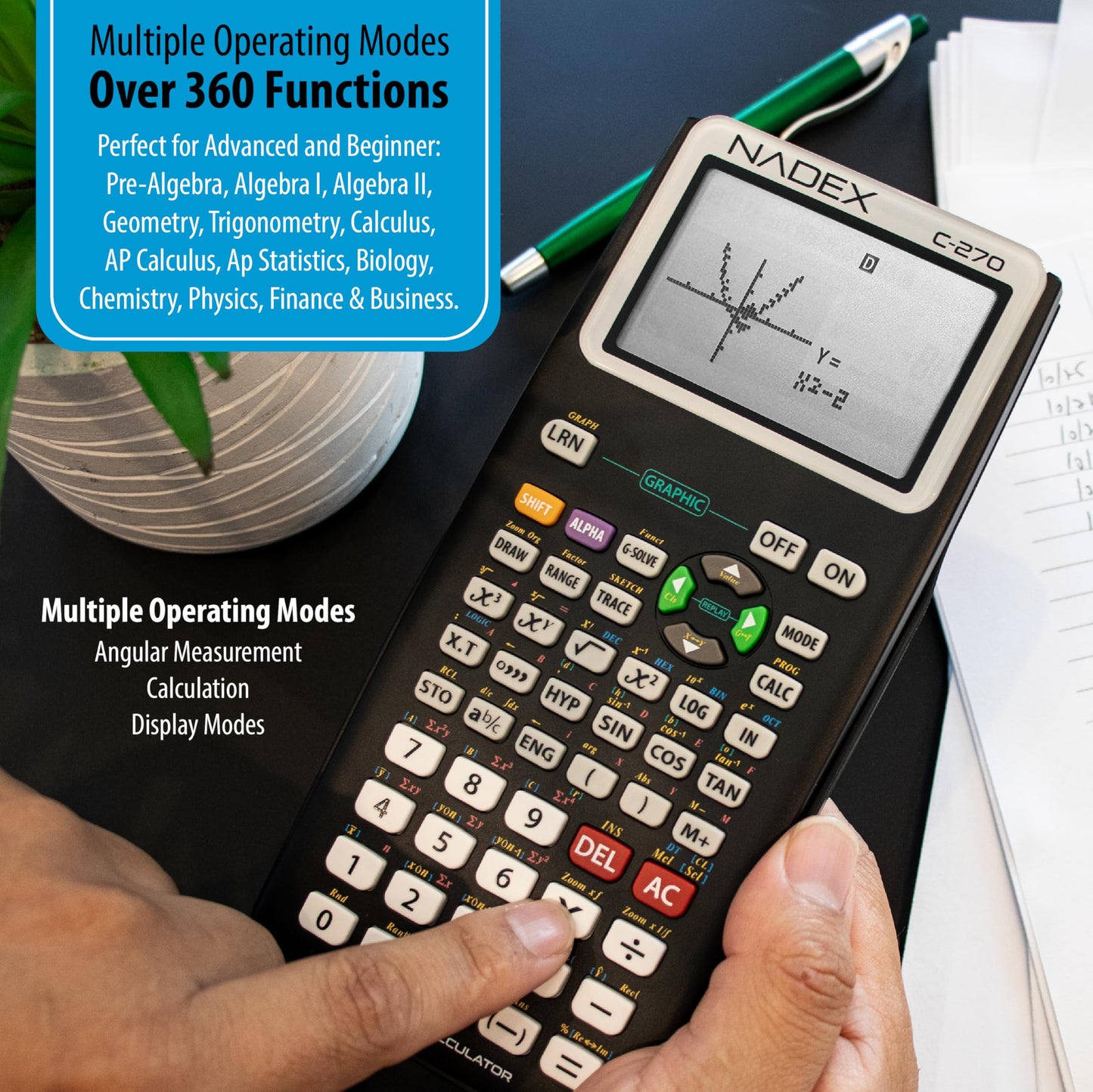 Scientific Calculator with Graphing, Includes Carrying Case, for College and High School Students, Calculus, Algebra, Geometry, Trigonometry